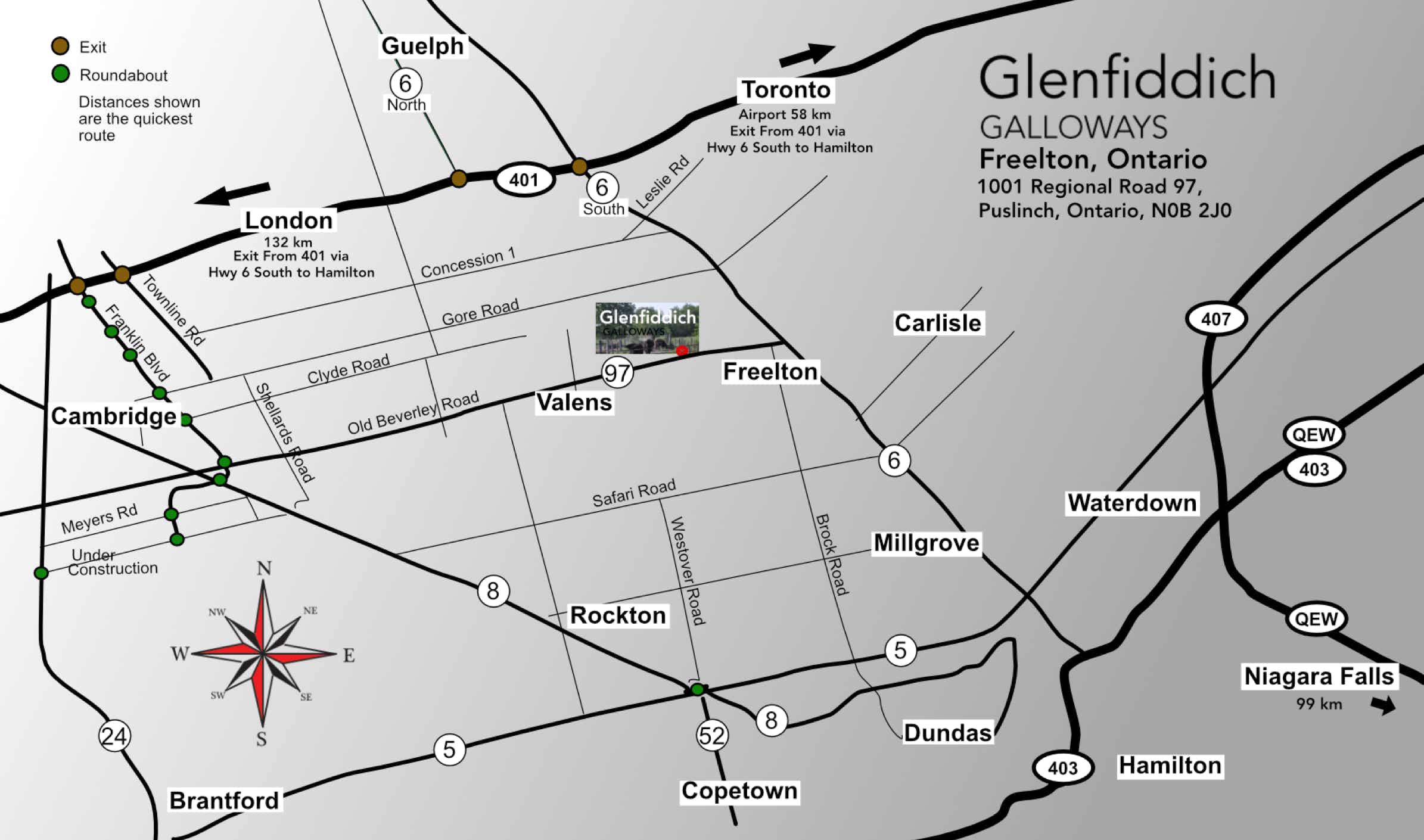 Map to Glenfiddich Galloways